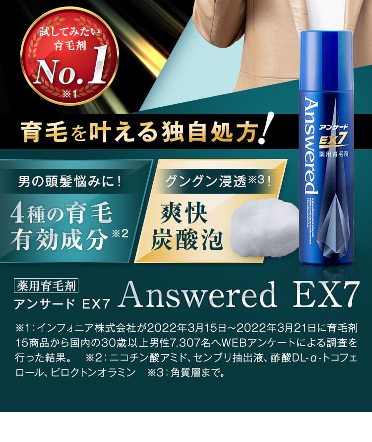 Answered EX7 -アンサード EX7-｜炭酸薬用育毛剤で映え髪キマる
