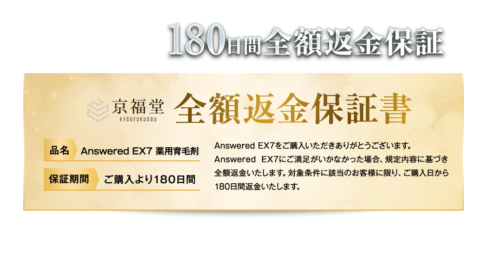 180日間全額返金保証