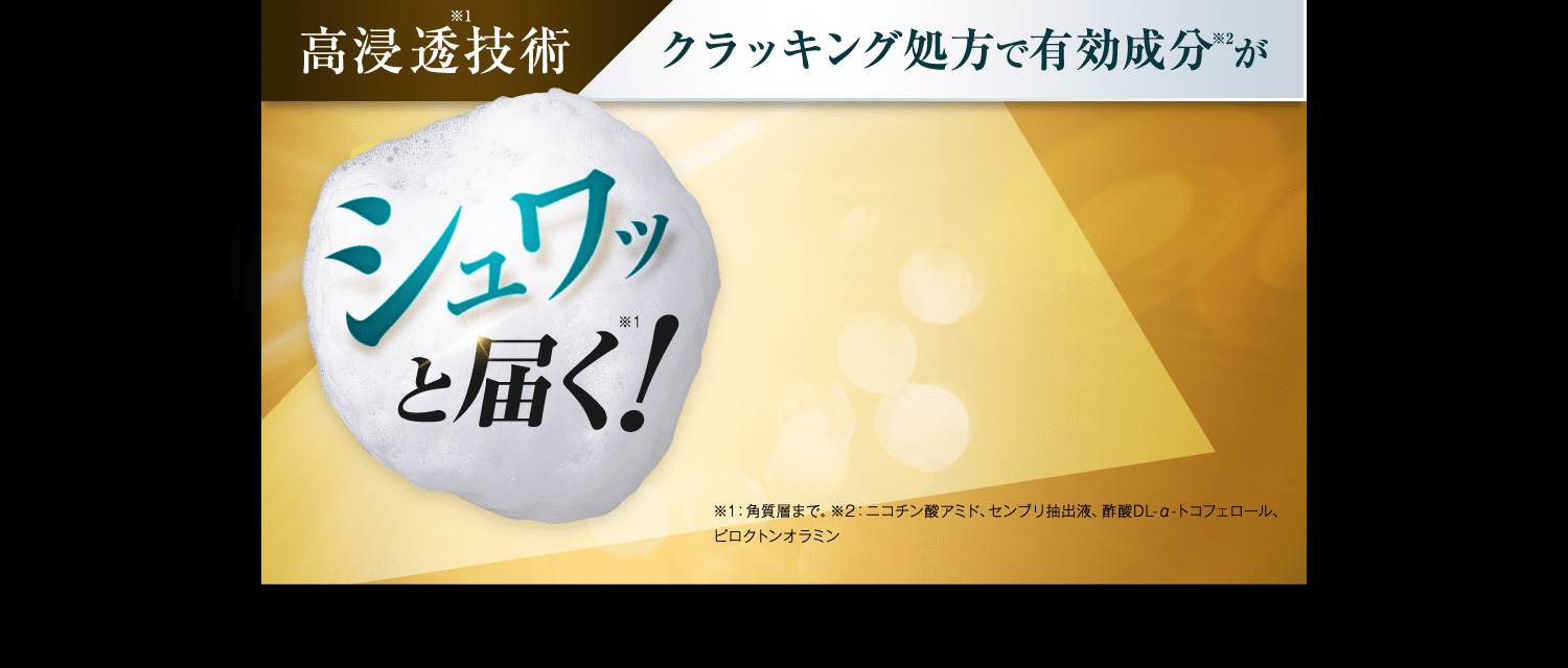 クラッキング処方で有効成分がシュワっと届く